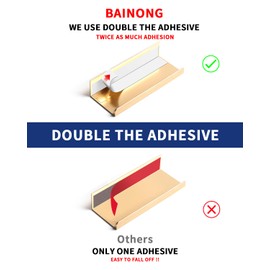 BaiNong 5pack 6 inch self Adhesive Cabinet pulls Adhesive Cabinet Handles Stick on Handles Gold Finger pulls for cabinets Drawer Edge pulls Finger pulls Concealed Drawer Seam Flat