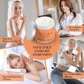 Crema De Magnesio Para Dormir - Magnesio Tópico Para Mujeres, Relajación Muscular, Calmante, Hidratante Con Aceite De Coco, Manteca De Karité Y Ácido 