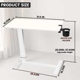 NnsZenith Adjustable Overbed Bedside Table with Wheels, Rolling Tray Desk for Couch Laptop & Hospital Use, Height-Adjustable Bed Table with Wheels, Adjustable Tray Table, Hospital Tray Table