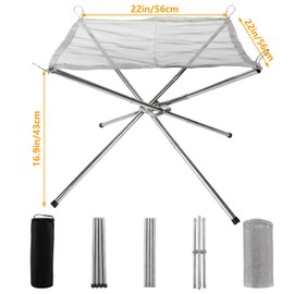 LOLYSIC Portable Fire Pit for Camping, 56x43cm Foldable Stainless Steel Mesh Fire Pit with Carrier Bag, Outdoor Small Fire Pit Bonfire Fireplace for Garden Backyard Patio BBQ Camping Picnics