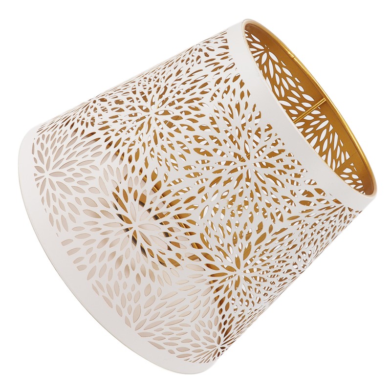 Lamp Shade E27 E26 White Carved Flower Pattern Iron Modern