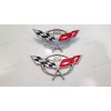 AUTO 2PC Chrome Front Rear 50Th Anniversary Cross Flags Emblems