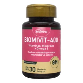 Biomivit 400 Biomiral Vitaminas Minerales Y Omega 3 30 Caps Sin Sabor                                                                                 