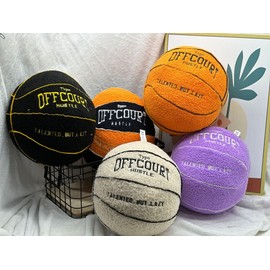 Herfair 3D Offcourt Basketball Cushion 25 cm Basketball Pillow Soft Basketball Plush Ball Decoration Room Basketball Gifts for Boys Girls (Orange)