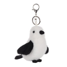 Apricot Lamb Volgel Cute Keychain, Soft Stuffed Plush Keychain Toy for Kids Backpack Purse 10cm, White & Black