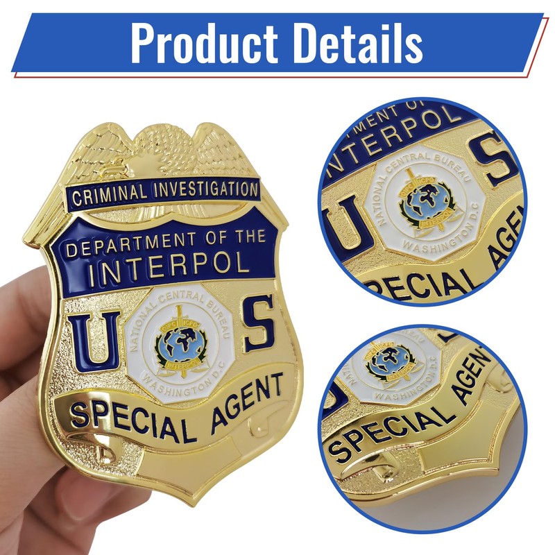 Opulent Shield-Design Cosplay Badge - Enameled Nickel-Brass with Catch Closure，Elegant