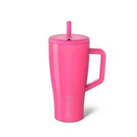 BrüMate Era 30oz Tumbler with Handle and Straw | 100% Leakproof Insulated Tumbler | Keeps Ice 24+ Hours | Cup Holder Friendly Base:_Neon Pink