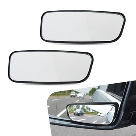 icykale 2 PCS Car HD Glass Rearview Blind Spot Mirror, 3.74" x 1.41" Rectangular Wide View Anti-glare Reversing Assist Curved Mirror, Self-adhesive Accessories, Suitable for Most Cars (Black)