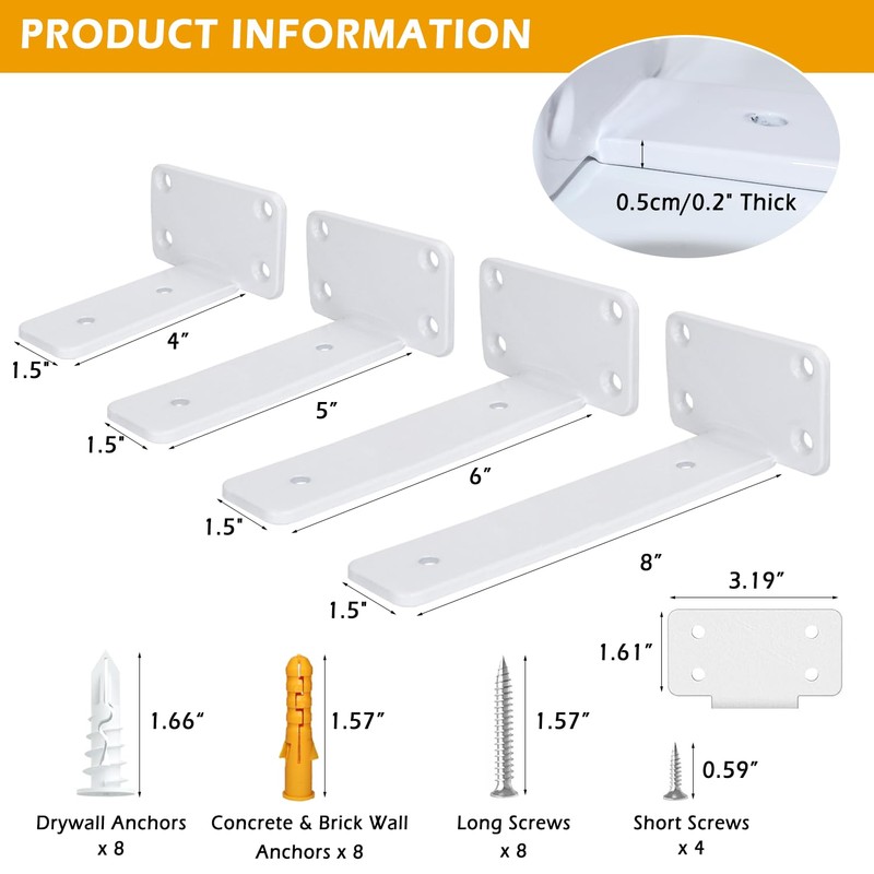 Floating Shelf Brackets, 2 Pack Heavy Duty Wall Mounted Shelf