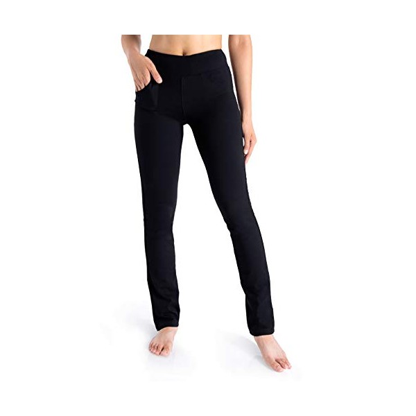 Yogipace, 5 Pockets, Tall Women's Straight Leg Yoga Pants Long Stretch Dress Pants Slim fit Workout Pants Travel Commute Work, 35", Black, XL