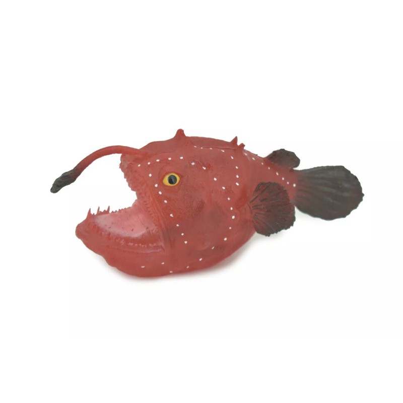 K&M Anglerfish Toy Red, Hand Painted Realistic Rubber, Figure, Model