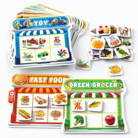 Coogam Magnetic Sorting Toys, Montessori Fridge Magnets Matching Game, Food Pets Grocery Furniture Category Recognition, Educational Learning Fine Motor Toy Gift for Toddler Ages 3-8