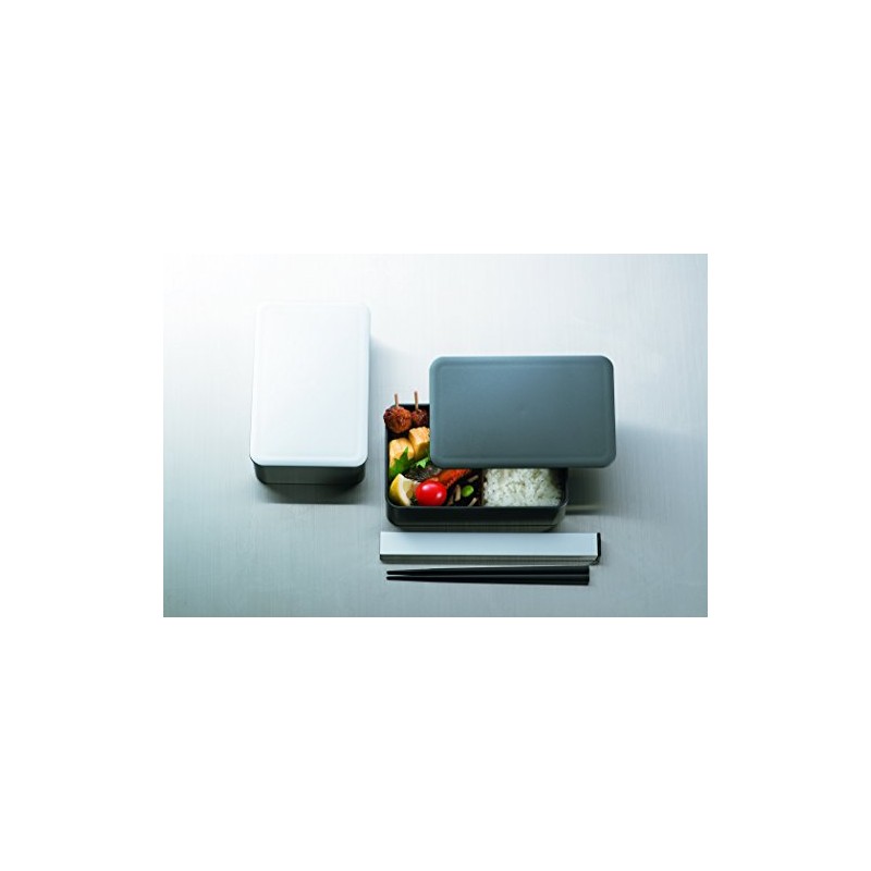 HAKOYA メンズスリム二段弁当 メタリックシルバー 52333