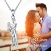 DAYLINLOVE Hug Necklace 925 Sterling Silver Couple Hugging Pendant Necklace