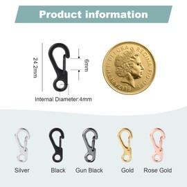 Mini Carabiner Clip Spring Snap Hook Buckle Clasps for Paracord Keychain Backpack Bottle Outdoor Camping Accessories (12Pcs Black)