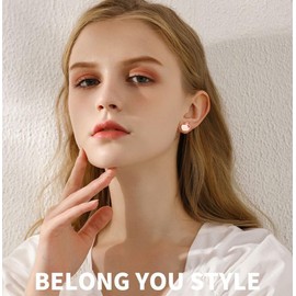 Cute Apple Stainless Steel Small Stud Earrings for Women Fruit Cartilage Studs Earring Minimalist Christmas Jewelry Gifts (Rose Gold)