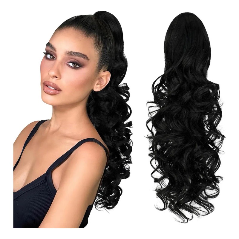 Extensiones Cabello Natural Clip Ondulado Coleta De Cabello