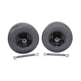 (Set of 2) 13x6.50-6 Semi-Pneumatic Flat Free Smooth with 6x4.5 Black Wheel Assembly