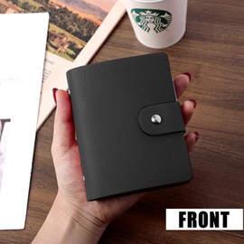 Leather Business Card Holder and RFID Credit Card Organizer, Credit Card Holder with 60 Slots and 2 Passport Holder for Storag Cards and Family Bills, Prevent Cards or Bills Loss and Damage (Black)