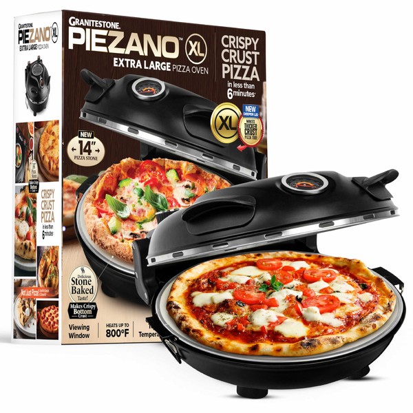 PIEZANO Crispy Crust Pizza Oven by Granitestone – 14 Inch