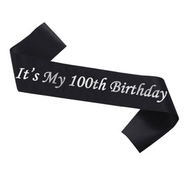 It’s My 100th Birthday Sash,Silver Foil Letter Happy 100th Birthday Sash Party Favors Decoration for Birthday Women Men Black
