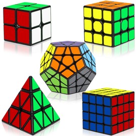 Speed Cube Set, Aitey Qiyi Magic Cube Bundle 2x2 3x3 4x4 Pyramid Megaminx Speed Cube Puzzle Toys for Kids & Adults (5 Pack)