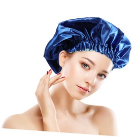 Healeved 2pcs Elegant Satin Sleep Hat for Women Elastic Hair Cover for Long Short Hair Night Sleep Protection