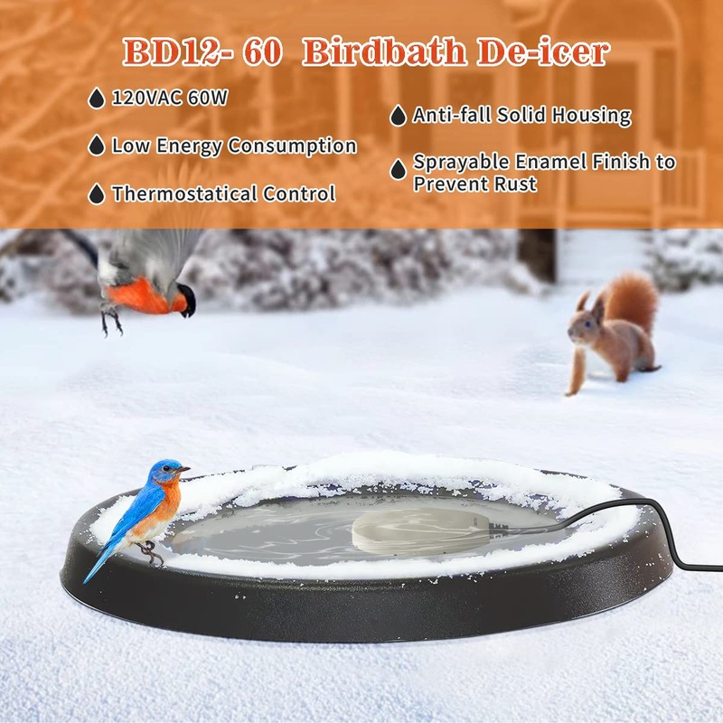 DIGITEN Birdbath Deicer Bird Bath Heater for Outdoors in Winter
