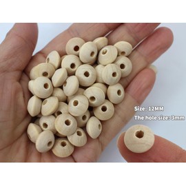 Abacus Wood Beads 12mm 500pcs Natural Flat Unfinished Round Beads Rondelle Loose Spacer Beads Large Hole Wooden Beads for DIY Craft-Bracelet-Keychain-Jewelry Making