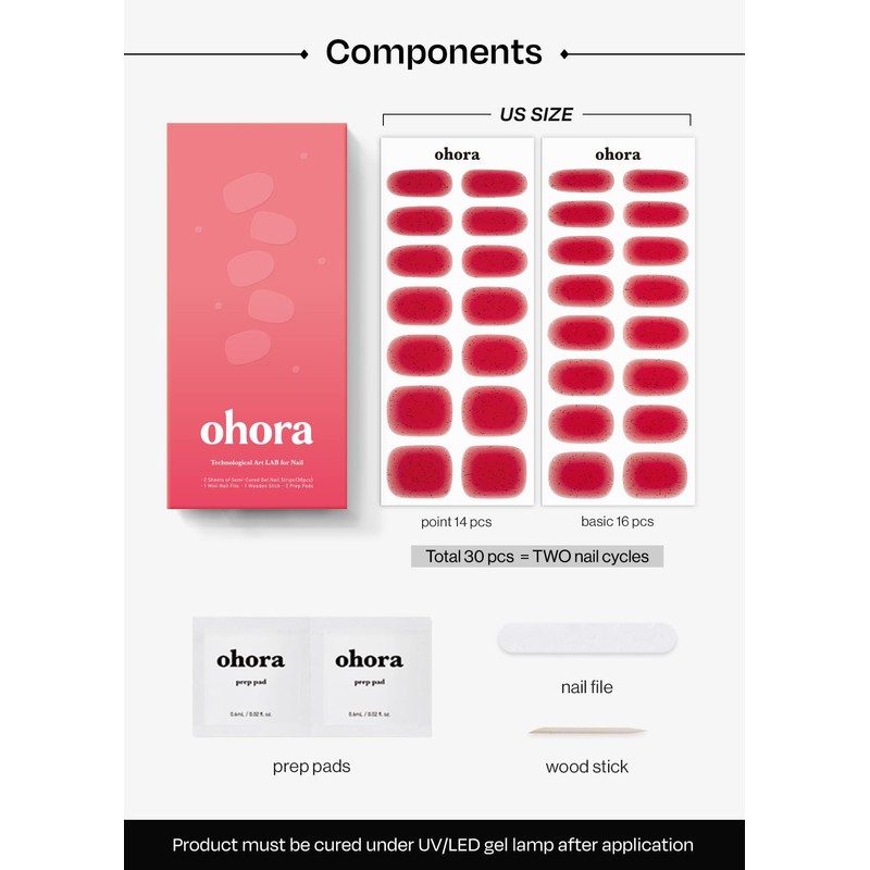 ohora Semi Cured Gel Nail Strips (N Jelly Berry) -