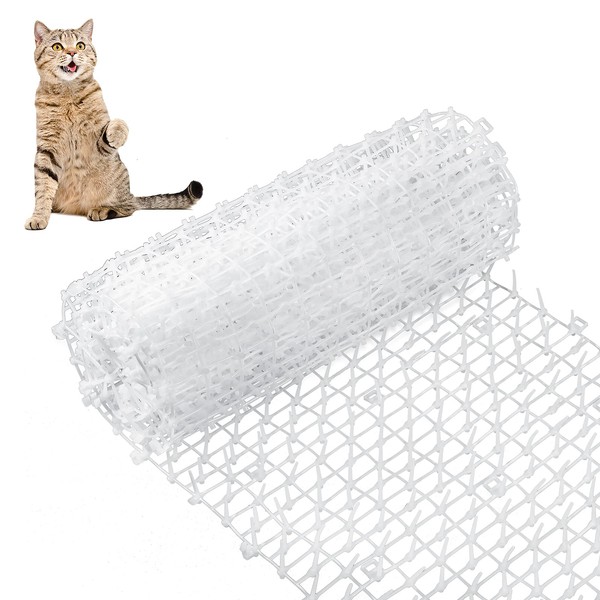 Mat with Spikes Prickle Strips for Cats Dogs Spiked Mat Network Digging Stopper for Garden Fence Outdoor Indoor Keep Pet Dog Cat Off Couch Furniture(White, 79 x 12 Inch)