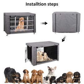 chengsan Dog Crate Cover for XL Dog Crate,Durable Windproof Pet Kennel Cover Provided for Wire Dog Crate Frosted Cloth Indoor Outdoor Protection,Dog Cage Cover Fit Most Dog Cage(Cover Only)