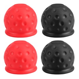 TYSM-CC 4 Pieces Towing Hitch Cover 50 mm Eco Rubber - Spherical Protective Caps with Anti-Scratch Design, Waterproof and Corrosion Resistant for SUV, Caravan, Truck (Black/Red)