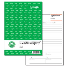 Sigel GB515 Entertaining Expense Evidence Double-Sided Printed A5 50 Blatt