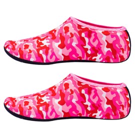 FILOEEX Water Socks for Men Women,Short Water Socks for Swimming,Diving Socks with Rubber Sole,Anti-Slip Water Sock,Quick-Dry Swimming Surfing Socks with Elastic (Pink, Large)