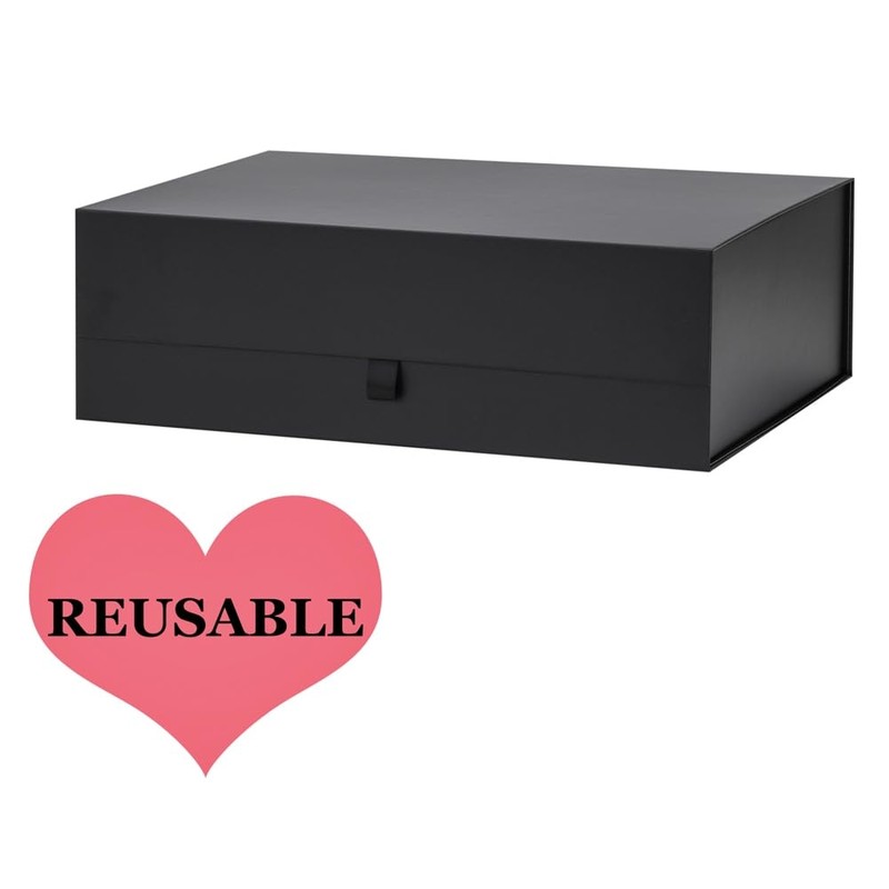 PLINJOY Extra Large Black Gift Box 3 Pack 16.5x14x5.5 Inches,Gift