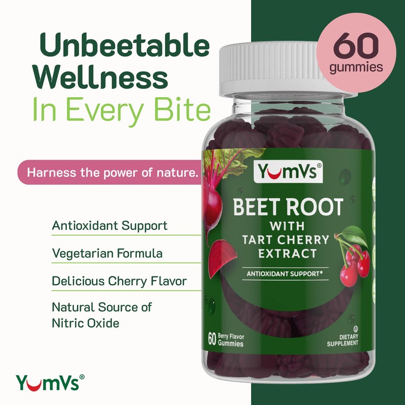 YUM-V'S Beet Root Gummies with Tart Cherry Extract - Berry