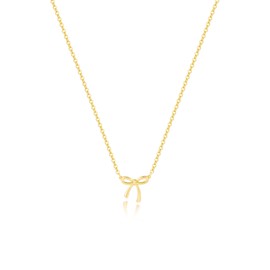 Asdecy 14K Gold Plated Necklace for Women - Bow Necklace Cute Dainty Small Tiny Pendant Charm Necklaces Christmas Gift Stuff Trendy Jewelry
