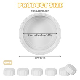 Pack of 6 Baby Bottle Caps for Avent Bottles, Replacement Bottle Caps for Baby Bottles with Sealing Ring, Travel Bottle Caps Adapted to Avent Wide Neck Bottles, White