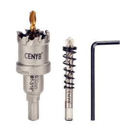 CENYB 1-3/16" (30mm) Tungsten Carbide Tipped Hole Saw with 2Pcs Titanium-Plated Pilot Drill Bits for Metal, Steel, Iron, Wood, Plastic
