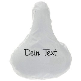 ShirtInStyle Premium Seat Cover Saddle Protector with Your Desired Text for Bicycle, Protection, Cover, Colour: White
