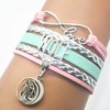HHHbeauty Wolf Bracelet - Leather Infinity Love, Unisex, Adjustable Pink