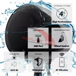 GoHawk 600W Waterproof Bluetooth Motorcycle Stereo Speakers Amplifier Audio System ATV