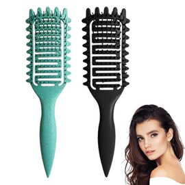 Lockenbürste Curly Hair Brush 2 Stück Lockenbürste Bürste für Locken Haarbürste, Locken Bürste Detangler Bürste Lockenbürste Naturlocken Haarbürste Locken für Damen Herren(Schwarz, Grün)