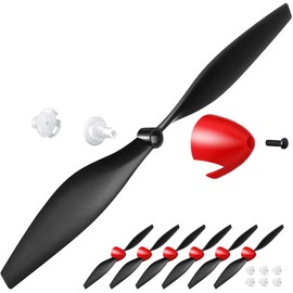 Spare RC Plane Propellers RC Airplane Carbon Fiber Nose Cone Compatible with Tr-p51 Rc Plane 4 Channel Remote Control Airplane with Propeller Savers and Adapters(6 Sets)
