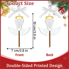 Easter Angel Lacrosse Ornaments 3.9 Inch Wooden Hanging Angel Wings Ornament Sport Ball Xmas Tree Decorations for Home Crafts Lacrosse Lovers Family Holiday Party Supplies