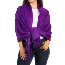 Sakkas 70" x 28" Paisley Self-Design Shawl/Wrap/Stole - DarkPurple