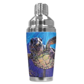 Mugzie "Sea Turtle" Cocktail Shaker with Insulated Wetsuit Cover, 16 oz, Black