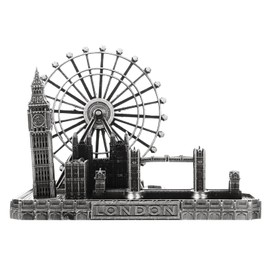 Warmhm Home Décor Retro City Bronze London Eye Big Ben Tower Bridge UK Model Metal Big Ben Clock Statue Figurine for Desktop Living Room Party Decoration Silver Metal Decor