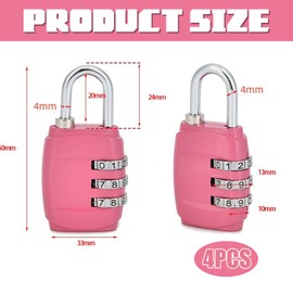 4 Pcs Luggage Locks, Small Padlocks for Suitcase, Travel Security Locks